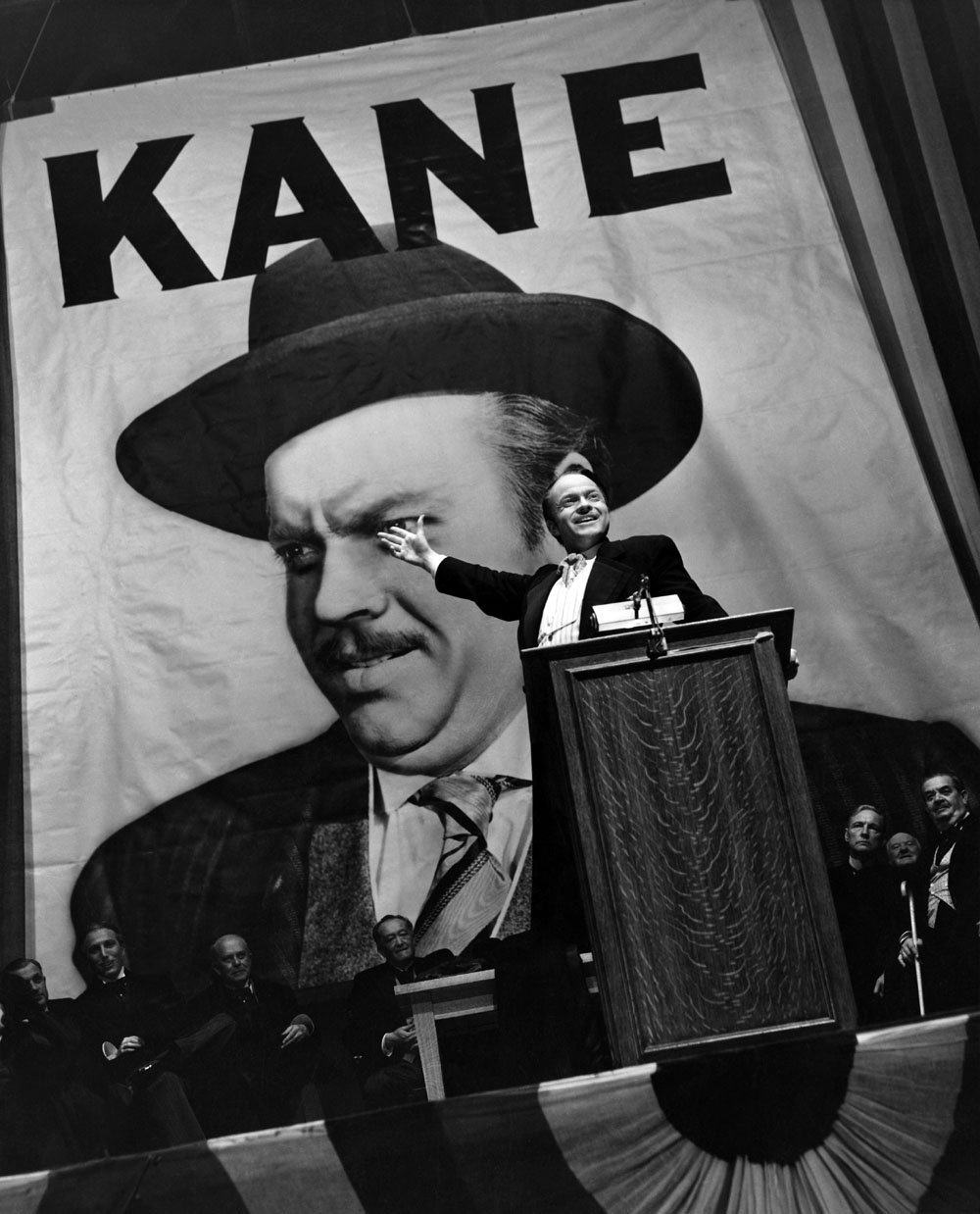 Orson Welles in scene from CITIZEN KANE, 1941.